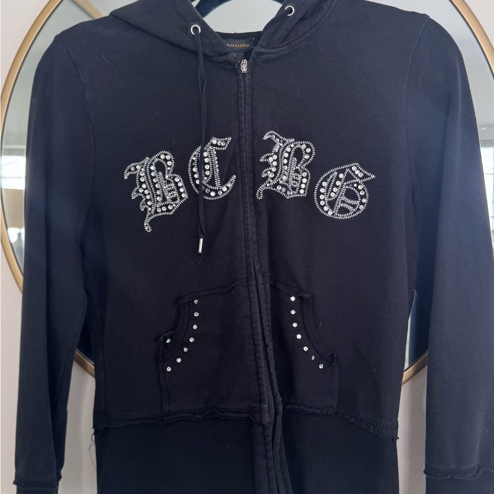 BCBG Black Rhinestone Hoodie